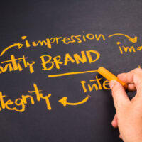 Hand writing Branding process concept on chalkboard